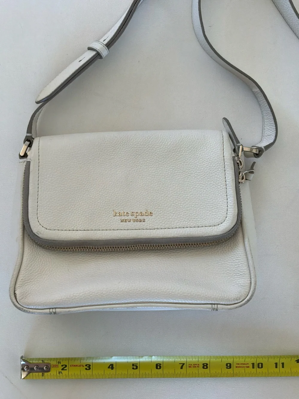 Kate Spade New York White Pebbled Leather Crossbody Shoulder Bag